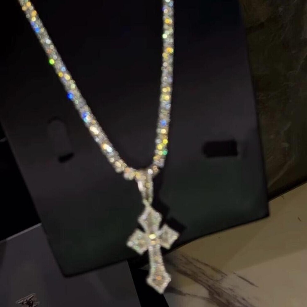 Title Iced Out Cross Necklace 734 F - Picture 5 of 5